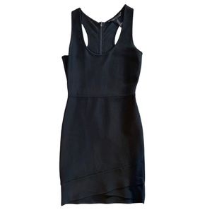 BCBGMaxAzria black bondage mini dress